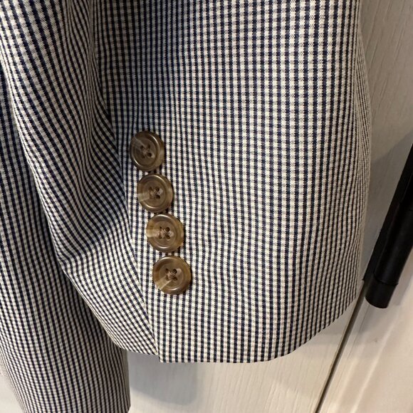 Chaps | 42R Navy Blue & White Gingham 2 Button Sport Coat Blazer Suit Summer - Picture 5 of 12